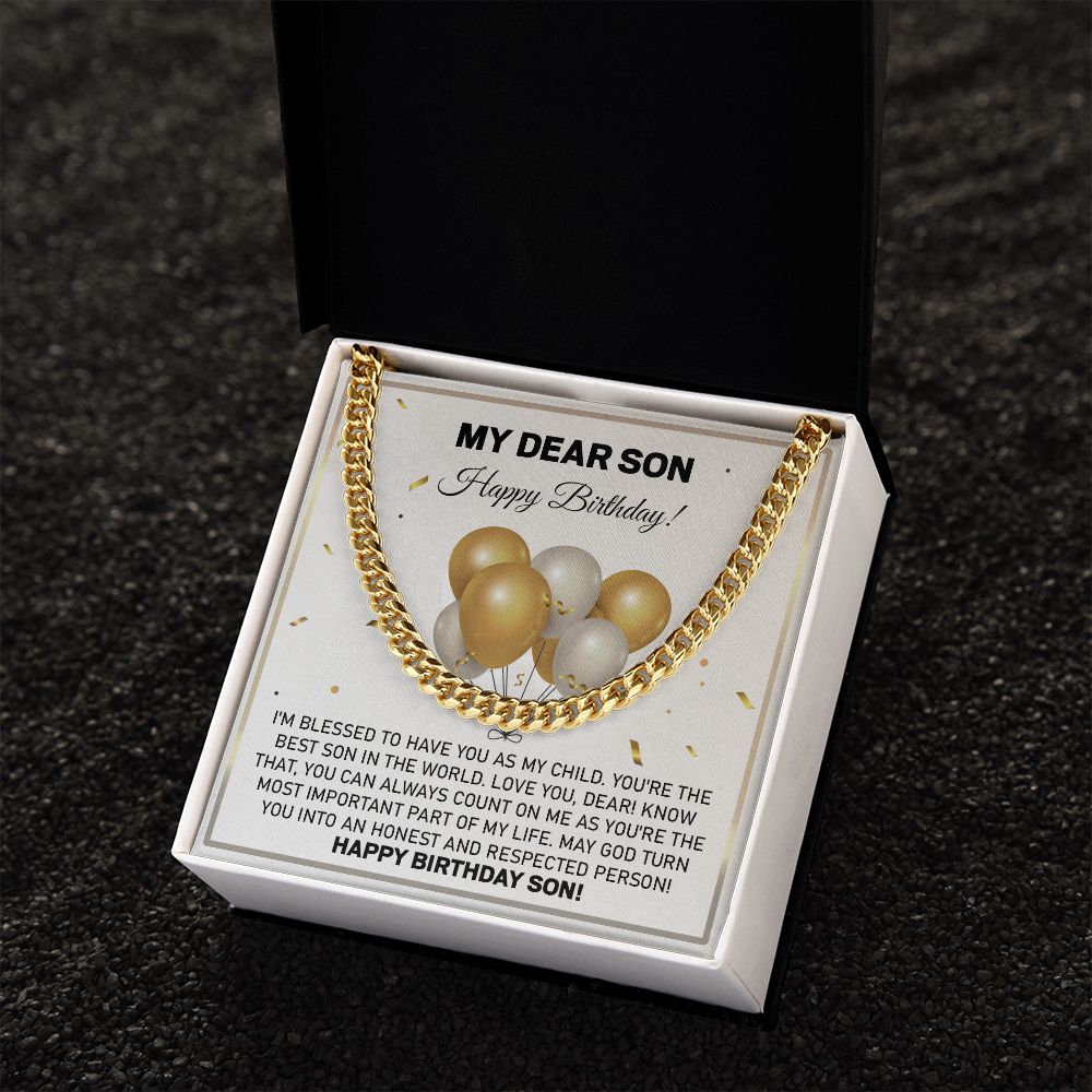 My Dear Son Happy Birthday From Dad And Mom - Gift To Make Him Happy Stainless Steel Cuban Chain