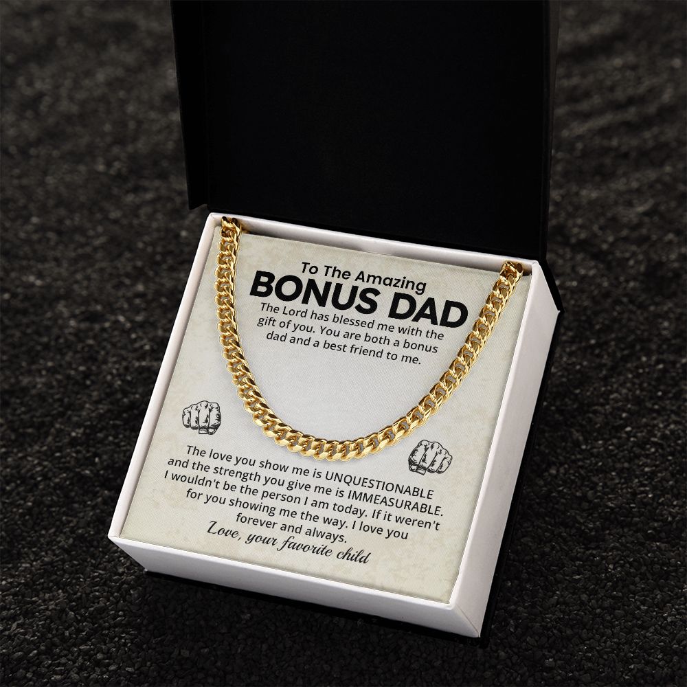 Bonus Dad Cuban Chain Necklace Gift With Loving Message