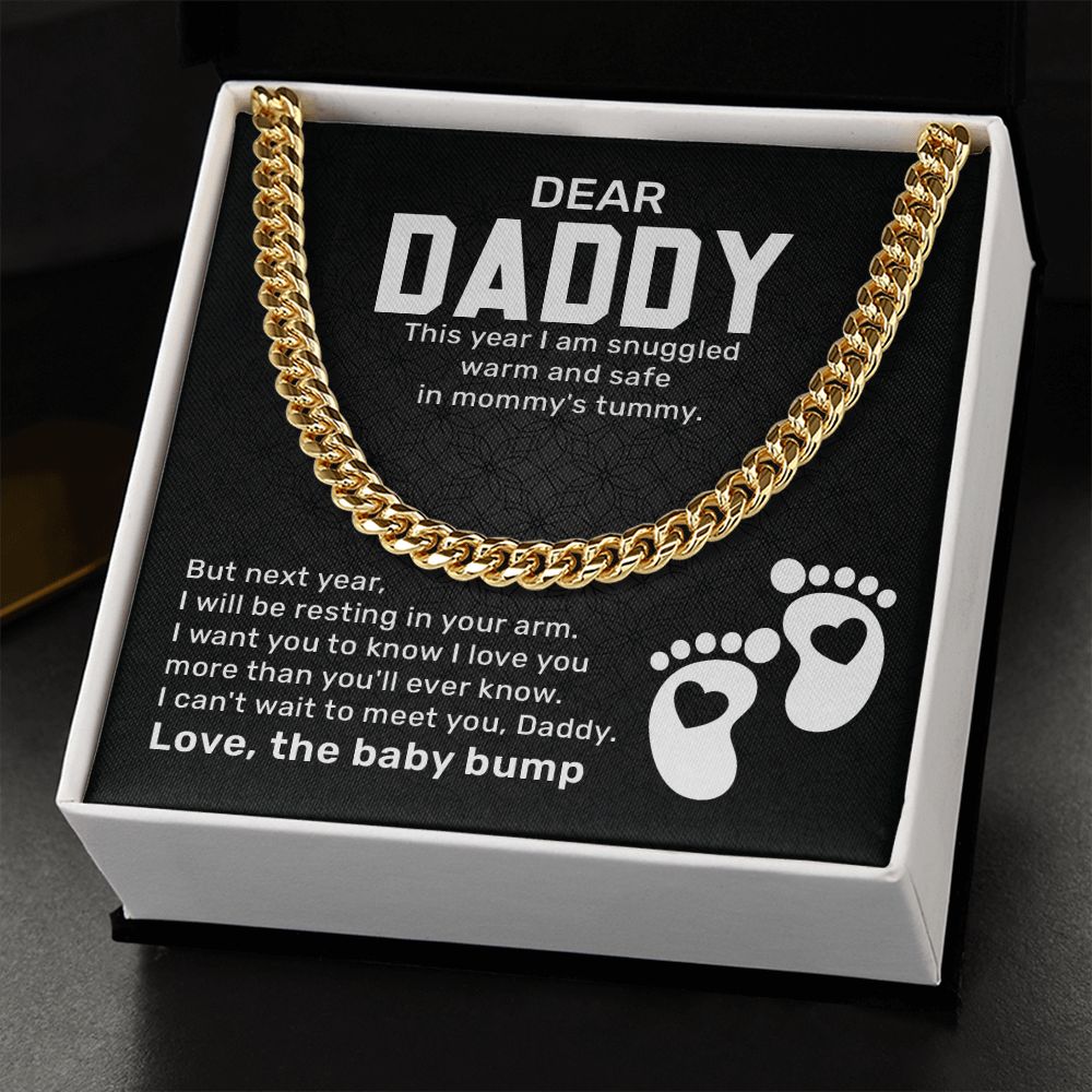 Dear Daddy This Year I Am Snuggled Warn And Safe In mommy's Tummy. Love, The Baby Bump