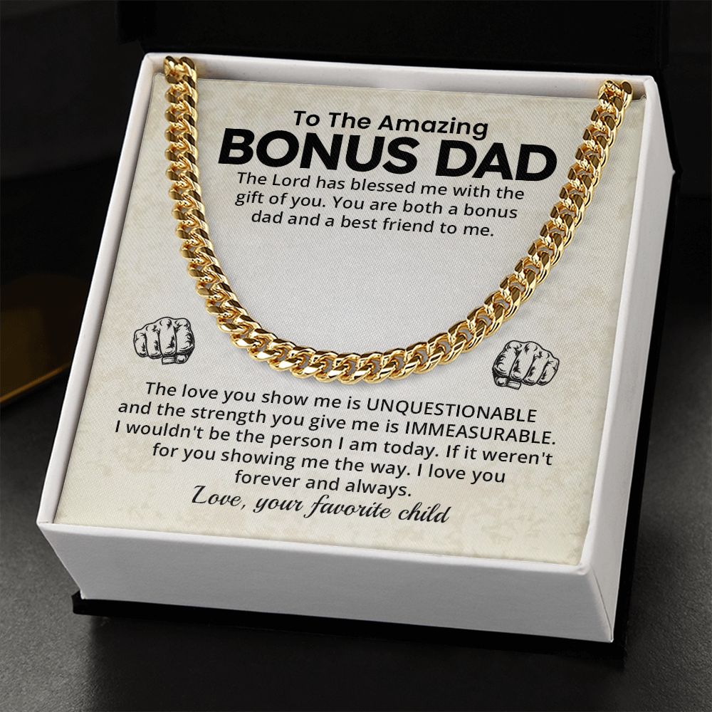Bonus Dad Cuban Chain Necklace Gift With Loving Message