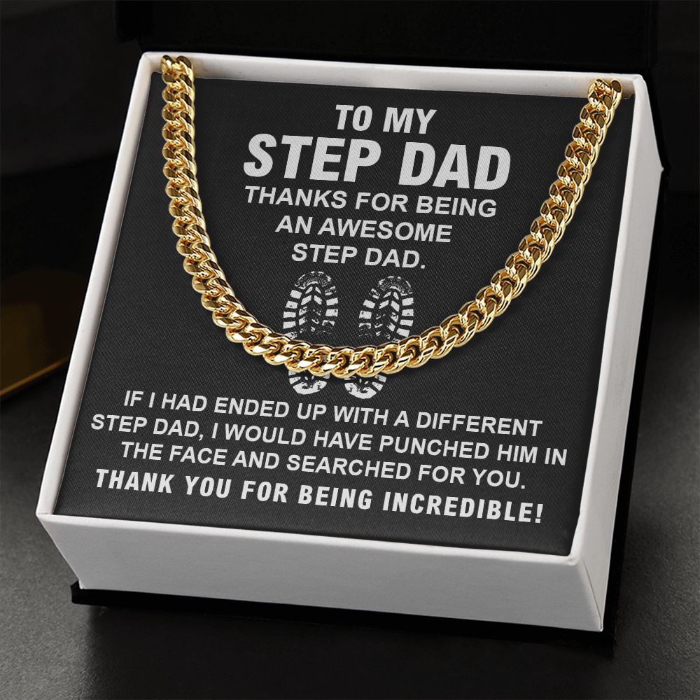 Stepdad Cuban Chain Necklace Gift With Heartfelt Note