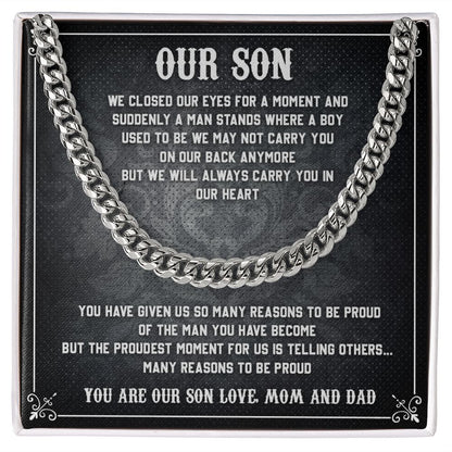 Our Son To Be Proud From Dad And Mom - Cuban Link Chain Necklace Gifts To Make Her Happy