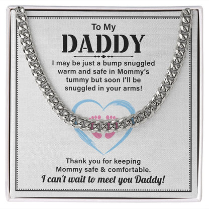 To My Daddy, I Can't Wait To Meet You Daddy, Lovely Necklace & Message Card From Children, Cuban Link Chain For Man