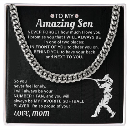 To My Amazing Son Never Forget How Much I Love You, Cuban Link Chain For Man With Amazing Message Card From Mom