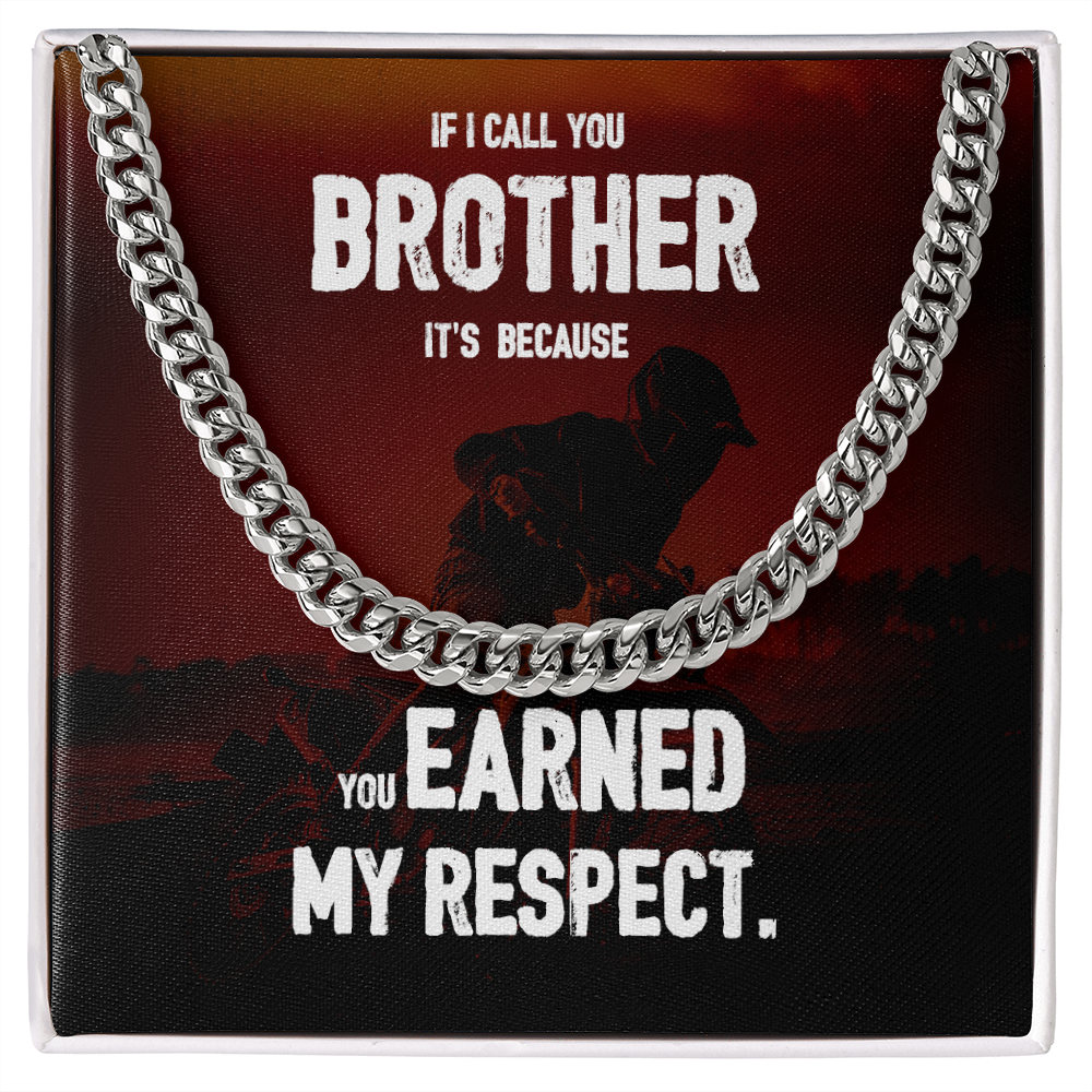 Military Cuban Chain Gift for Brother – Respect Message Card