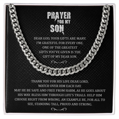 Stainless Less Steel Cuban Link Chain For Man: Prayer For My Son Proud And Strong From Mom And Dad