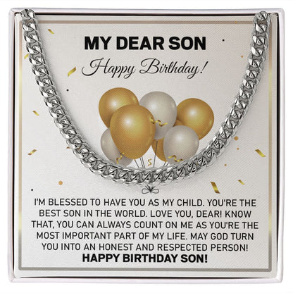 My Dear Son Happy Birthday From Dad And Mom - Gift To Make Him Happy Stainless Steel Cuban Chain