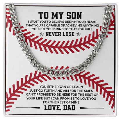 To My Son Never Lose love From Dad - 14K yellow gold Cuban Chain For Men