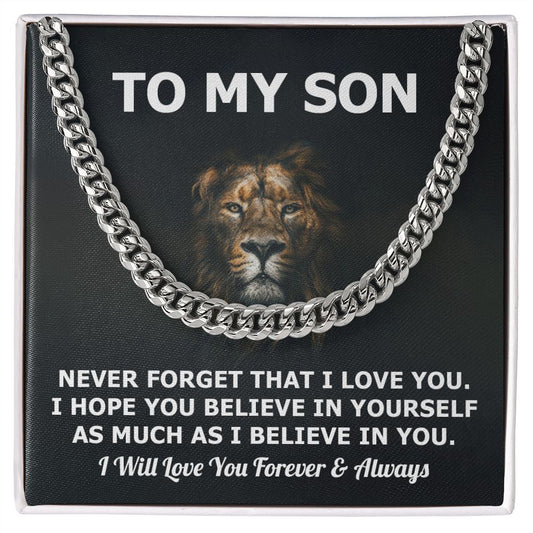 To my son - Never forget that I love you. I will love you forever and always