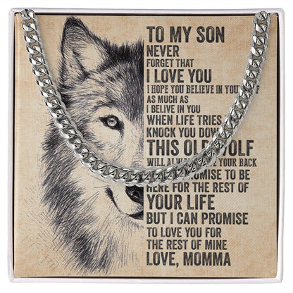 To My Son Never Forget That I Love You - 14k Yellow Gold Finish Lovely Gifts From Mamma With Heartfelt Message Card