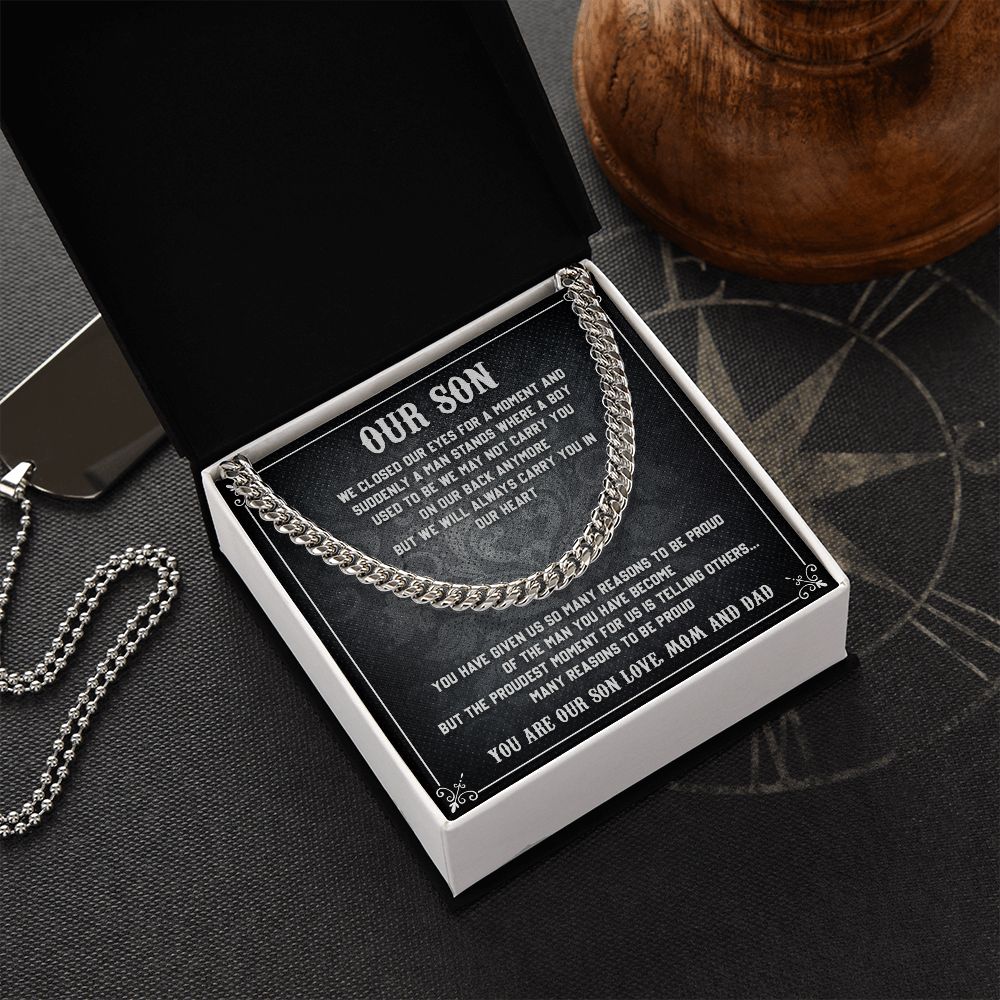 Our Son To Be Proud From Dad And Mom - Cuban Link Chain Necklace Gifts To Make Her Happy