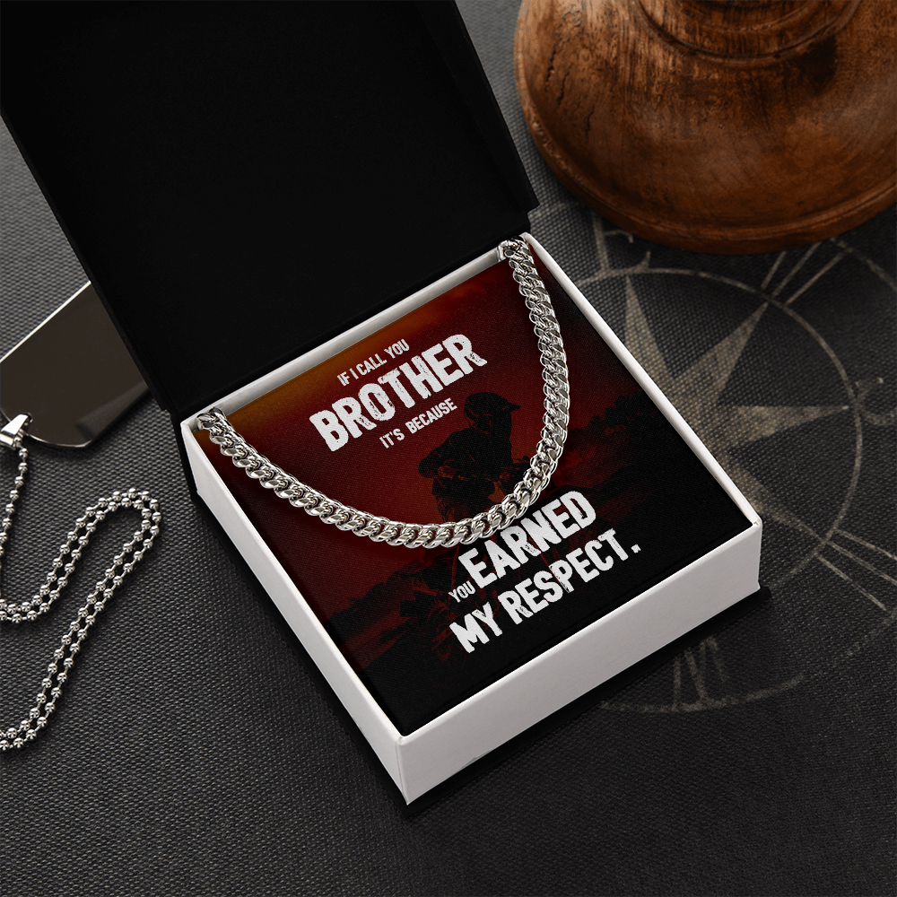 Military Cuban Chain Gift for Brother – Respect Message Card