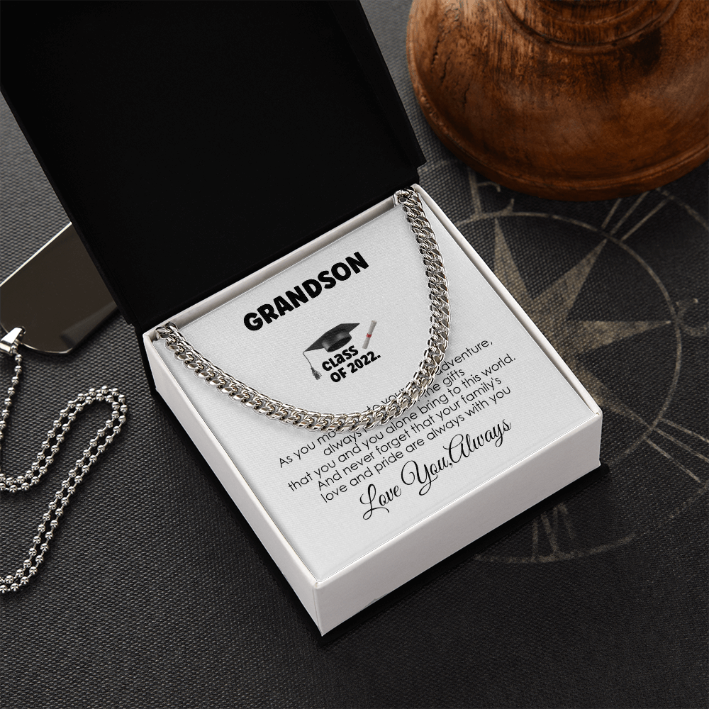 Grandson Graduation Gift – Customized Graduate Chain with Inspirational Message Card
