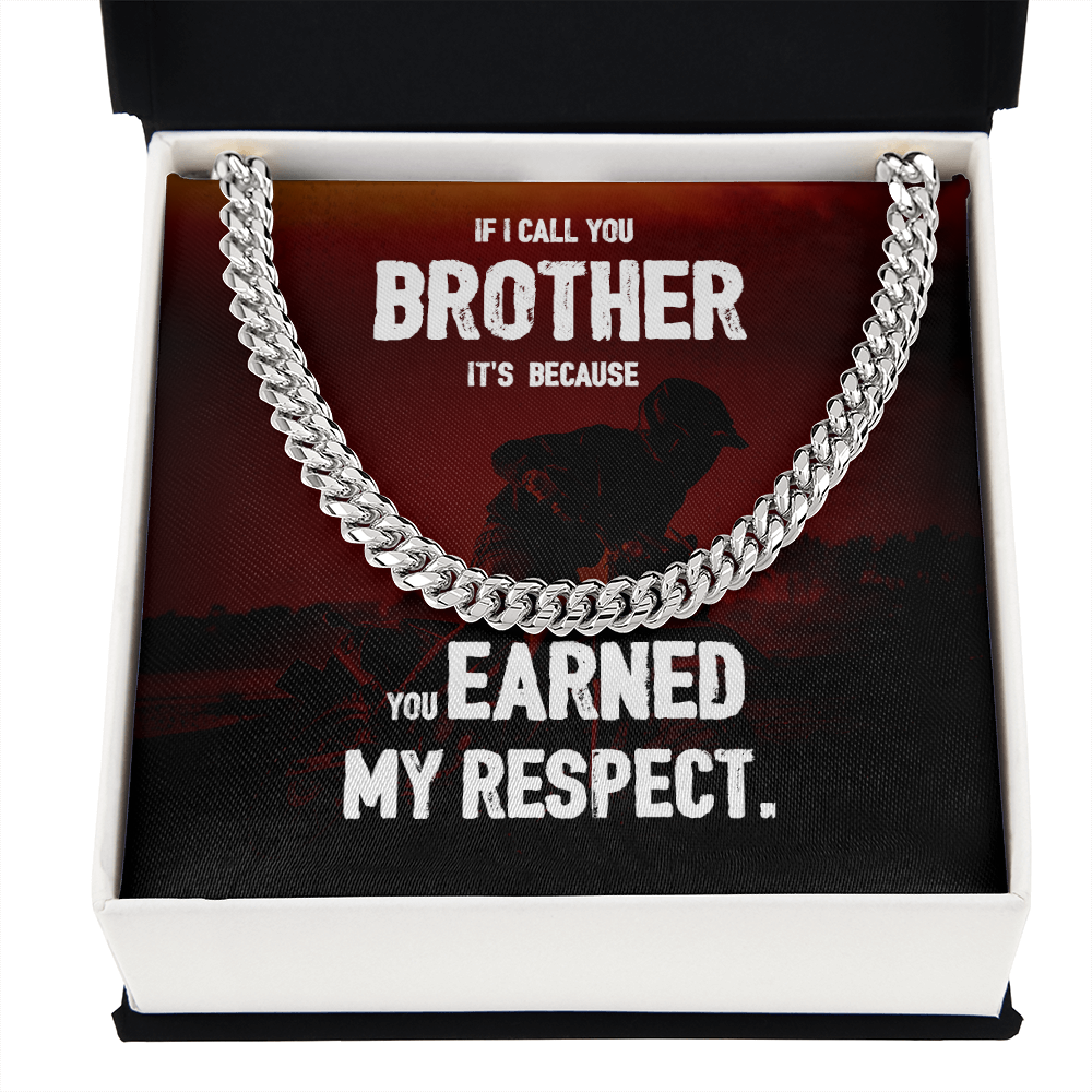 Military Cuban Chain Gift for Brother – Respect Message Card