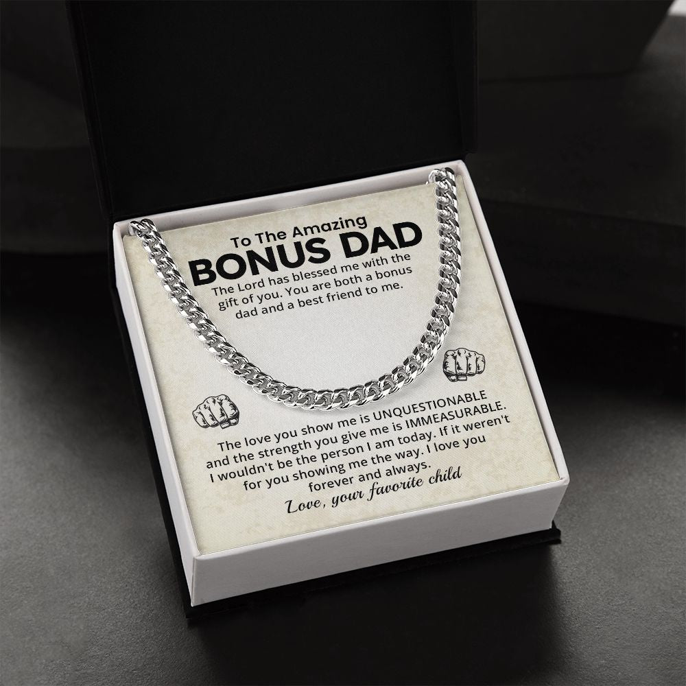 Bonus Dad Cuban Chain Necklace Gift With Loving Message