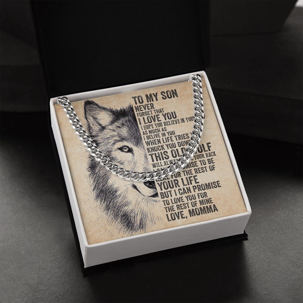 To My Son Never Forget That I Love You - 14k Yellow Gold Finish Lovely Gifts From Mamma With Heartfelt Message Card