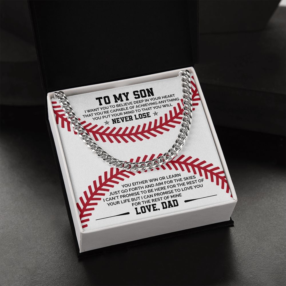 To My Son Never Lose love From Dad - 14K yellow gold Cuban Chain For Men