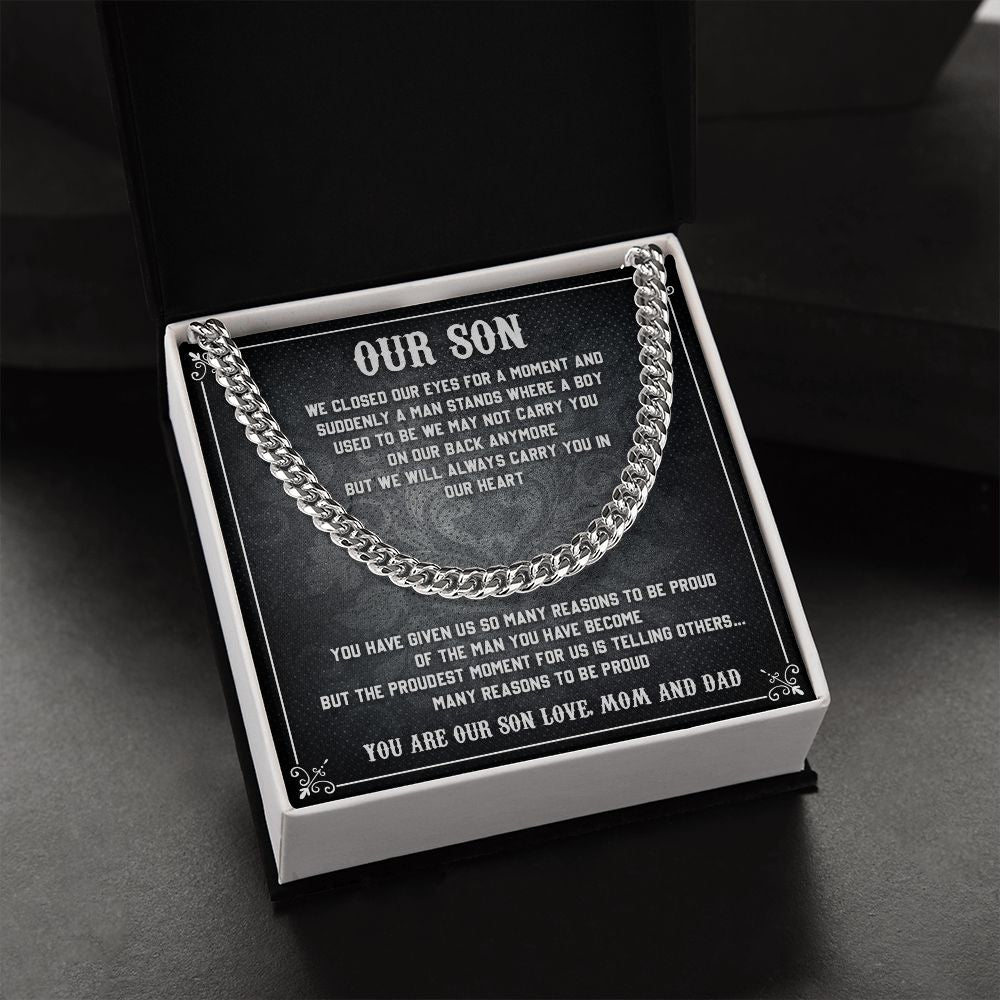 Our Son To Be Proud From Dad And Mom - Cuban Link Chain Necklace Gifts To Make Her Happy