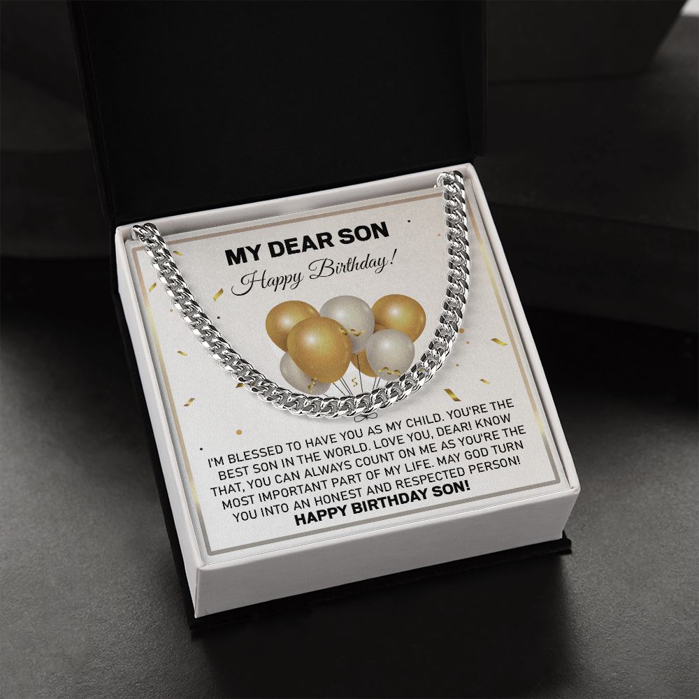 My Dear Son Happy Birthday From Dad And Mom - Gift To Make Him Happy Stainless Steel Cuban Chain