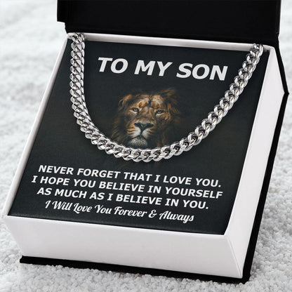To my son - Never forget that I love you. I will love you forever and always