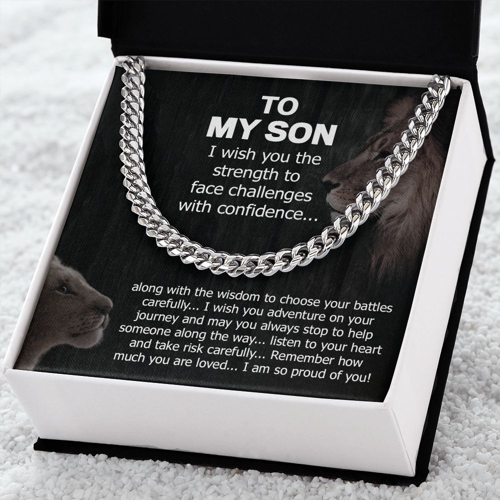 To My Son Proud Of You From Dad And Mom - Gifts To Make Him Strong 14K Yellow Gold Finish
