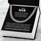 Cuban Chain Necklace Gift for Man with Love Message Card