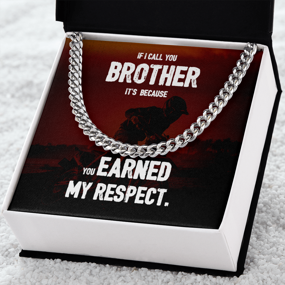Military Cuban Chain Gift for Brother – Respect Message Card