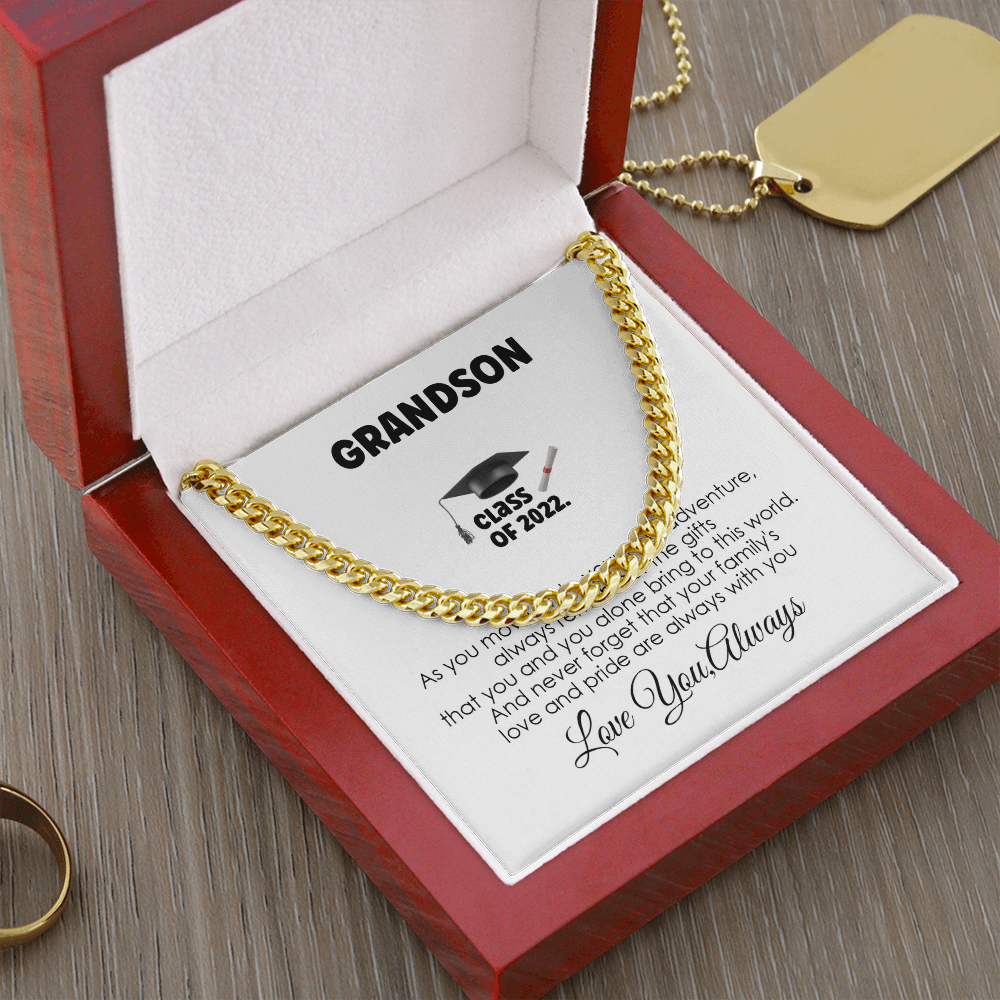 Grandson Graduation Gift – Customized Graduate Chain with Inspirational Message Card