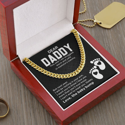 Dear Daddy This Year I Am Snuggled Warn And Safe In mommy's Tummy. Love, The Baby Bump