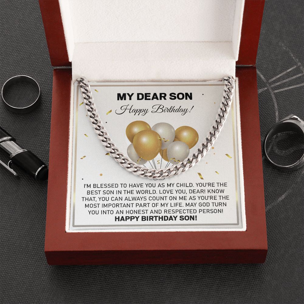 My Dear Son Happy Birthday From Dad And Mom - Gift To Make Him Happy Stainless Steel Cuban Chain