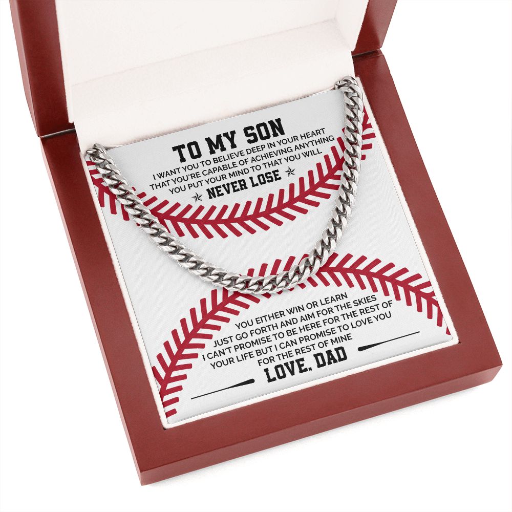 To My Son Never Lose love From Dad - 14K yellow gold Cuban Chain For Men