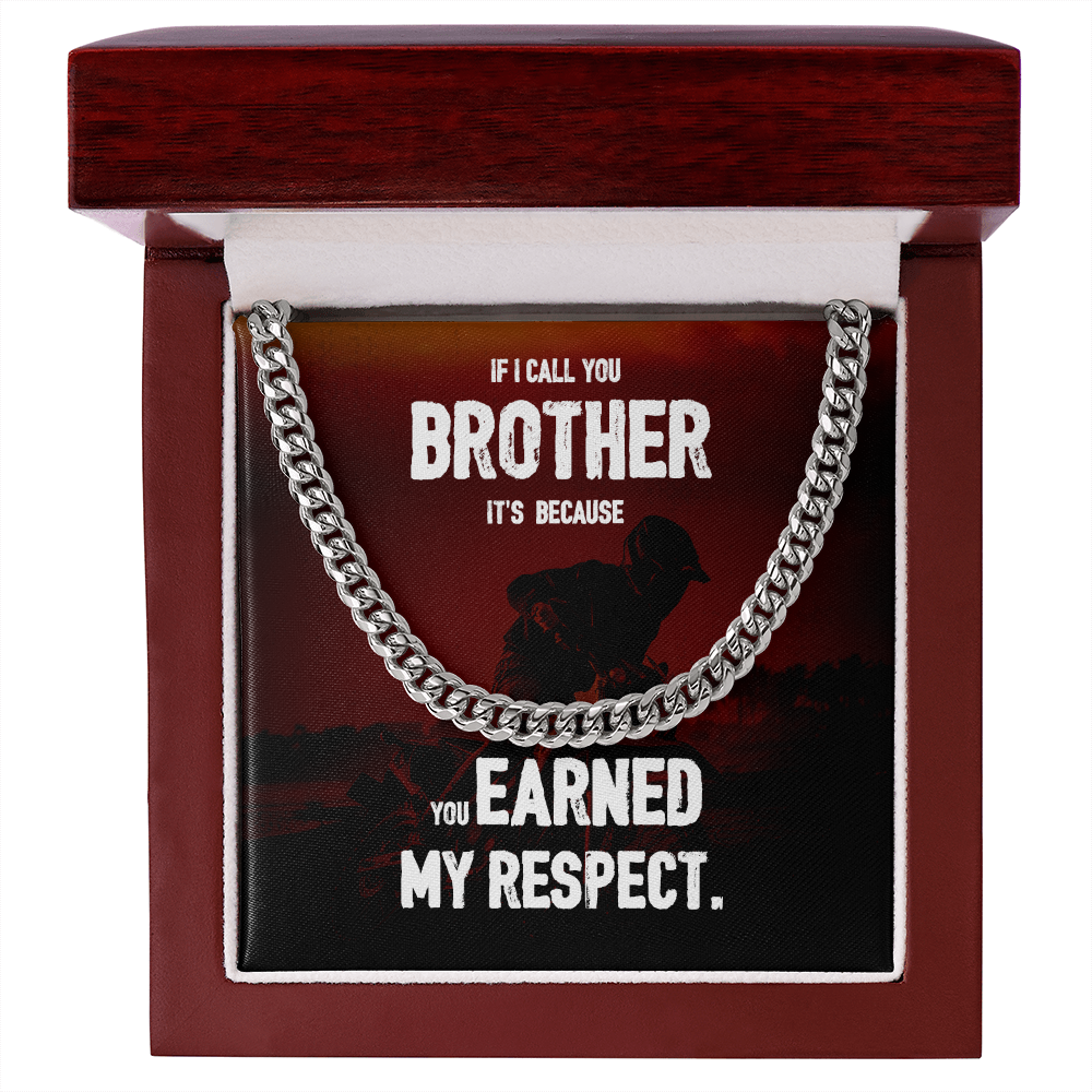 Military Cuban Chain Gift for Brother – Respect Message Card