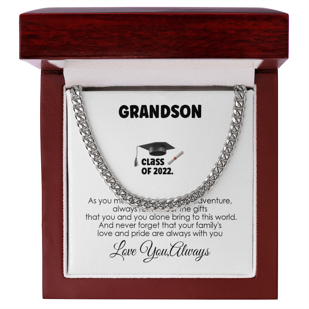 Grandson Graduation Gift – Customized Graduate Chain with Inspirational Message Card