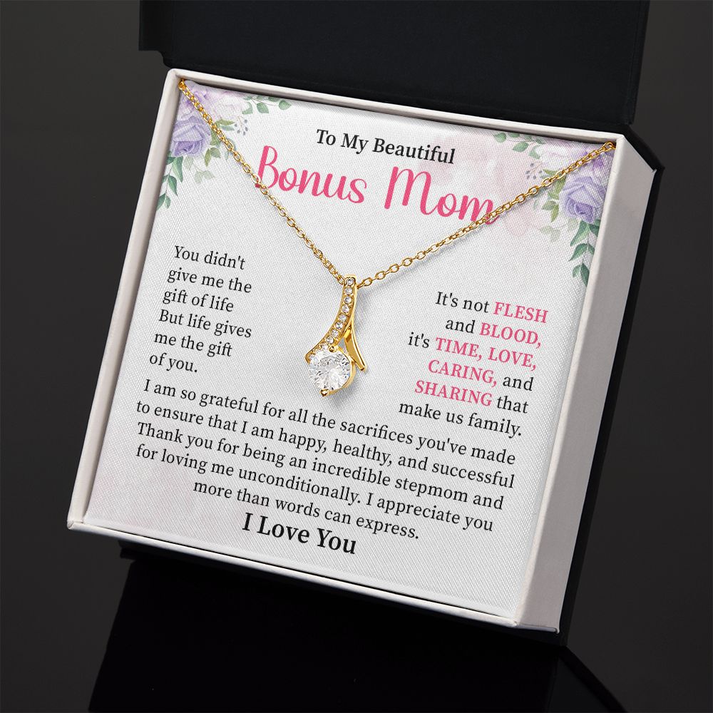 Bonus Mom Necklace Gift – Stepmom Jewelry for Birthday, Mother's Day, or Christmas