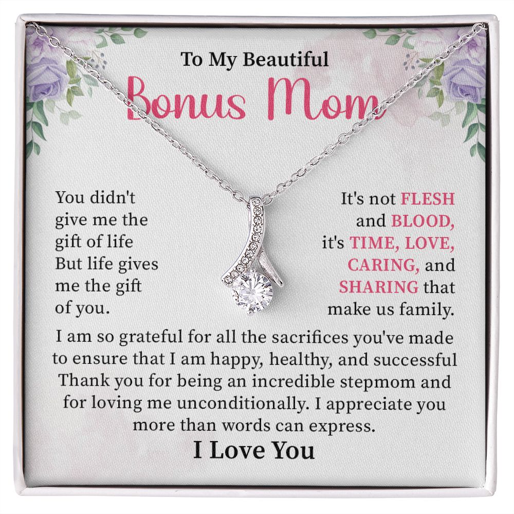 Bonus Mom Necklace Gift – Stepmom Jewelry for Birthday, Mother's Day, or Christmas