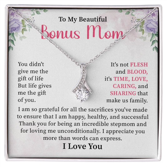 Bonus Mom Necklace Gift – Stepmom Jewelry for Birthday, Mother's Day, or Christmas