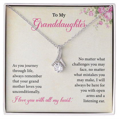 To My Granddaughter As Your Journey Through Life, Alluring Beauty Necklace For Women With Meaningful Message Card