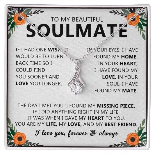 To My Beautiful Soulmate Necklace Gift for Her with Message Card and Box