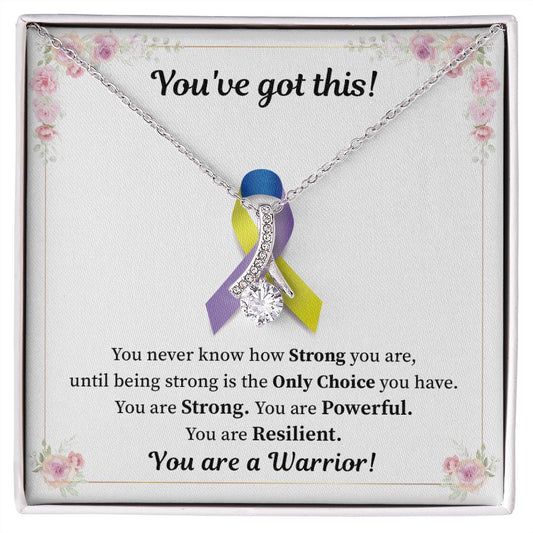Bladder Cancer -  Blue Yellow Purple Ribbon Awareness