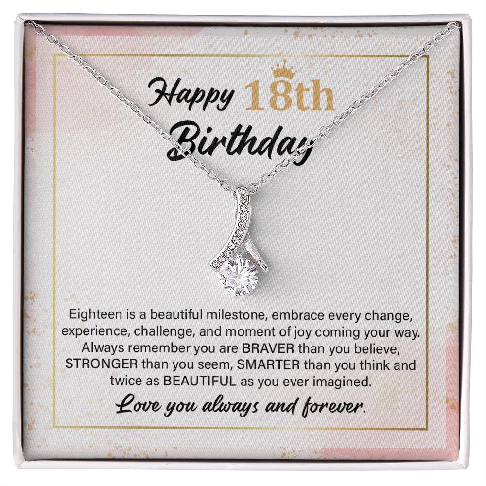 18th Birthday Necklace Gift with Motivational Card