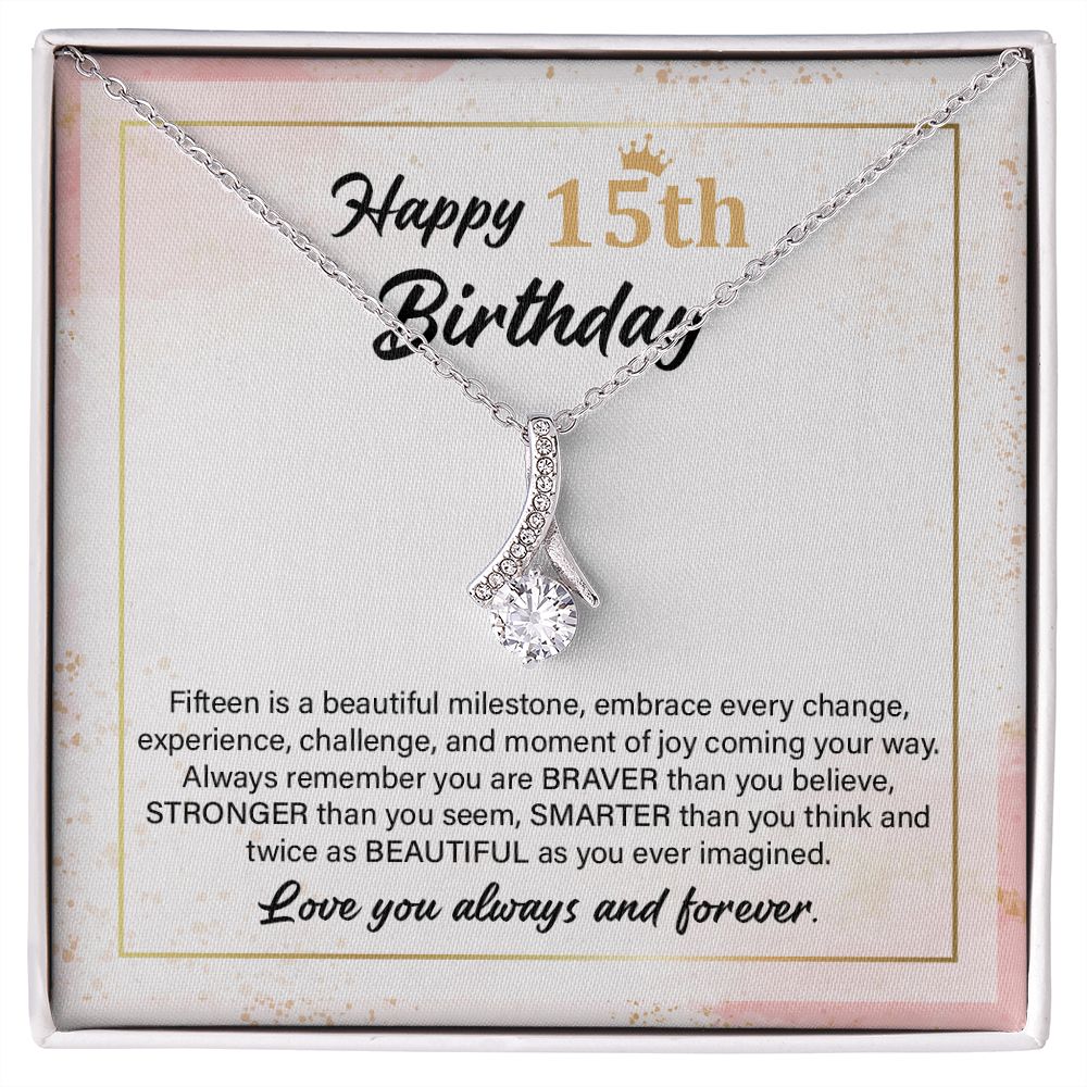 15th Birthday Necklace Gift with Inspirational Card