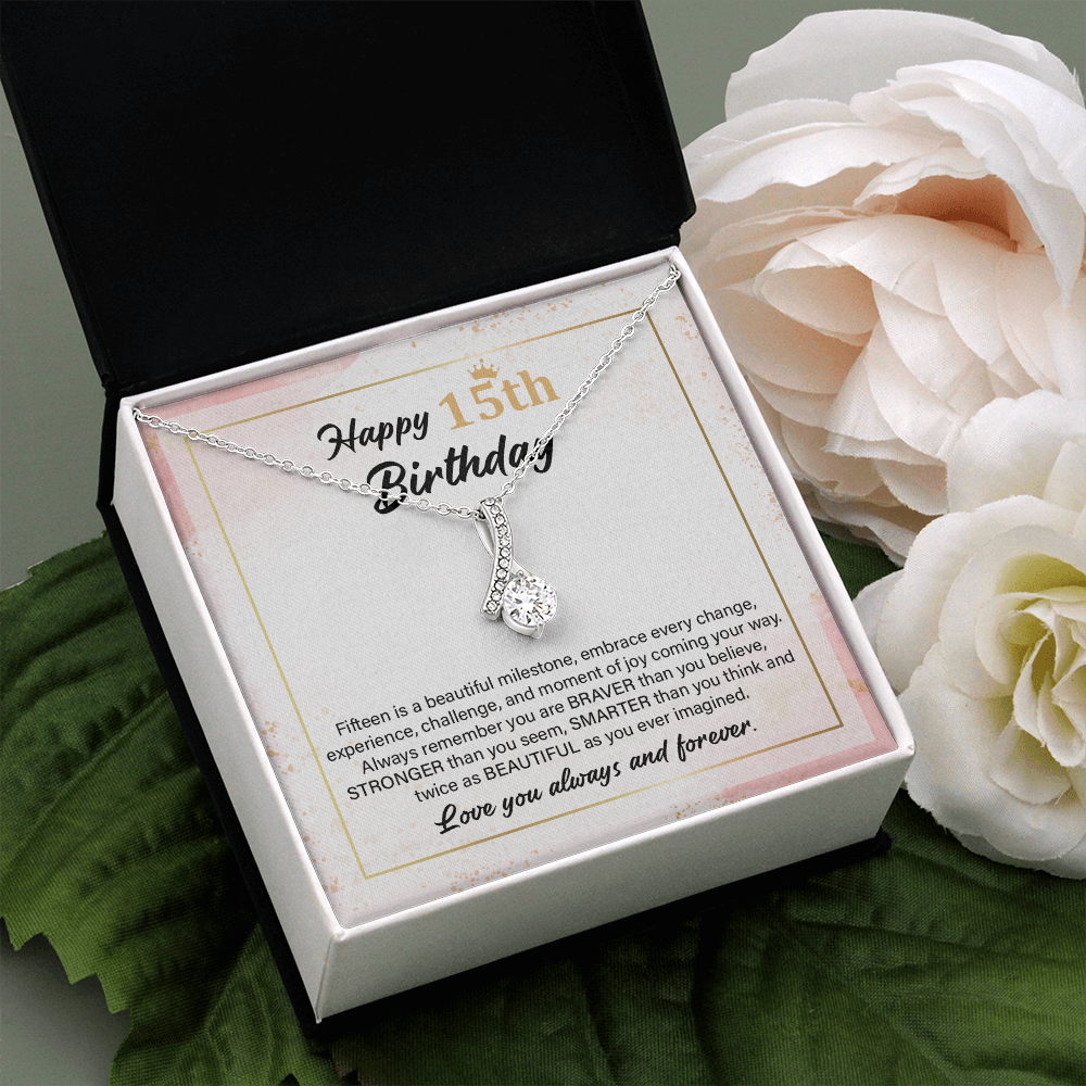 15th Birthday Necklace Gift with Inspirational Card