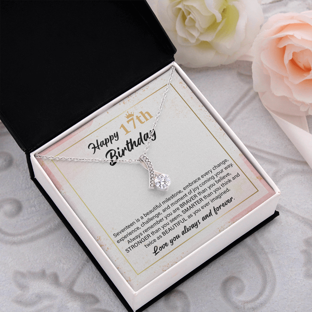 17th Birthday Necklace Gift with Loving Message Card
