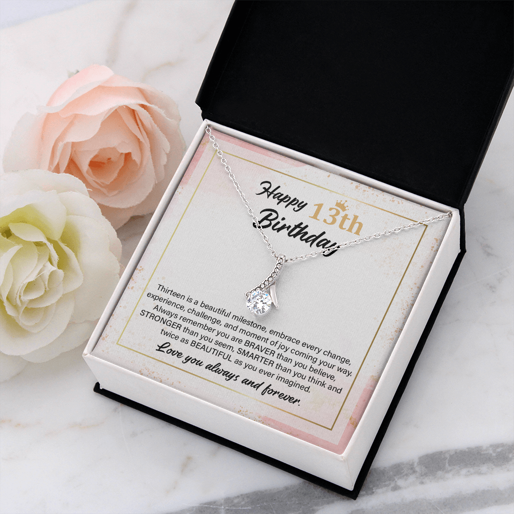 13th Birthday Necklace Gift with Inspirational Card