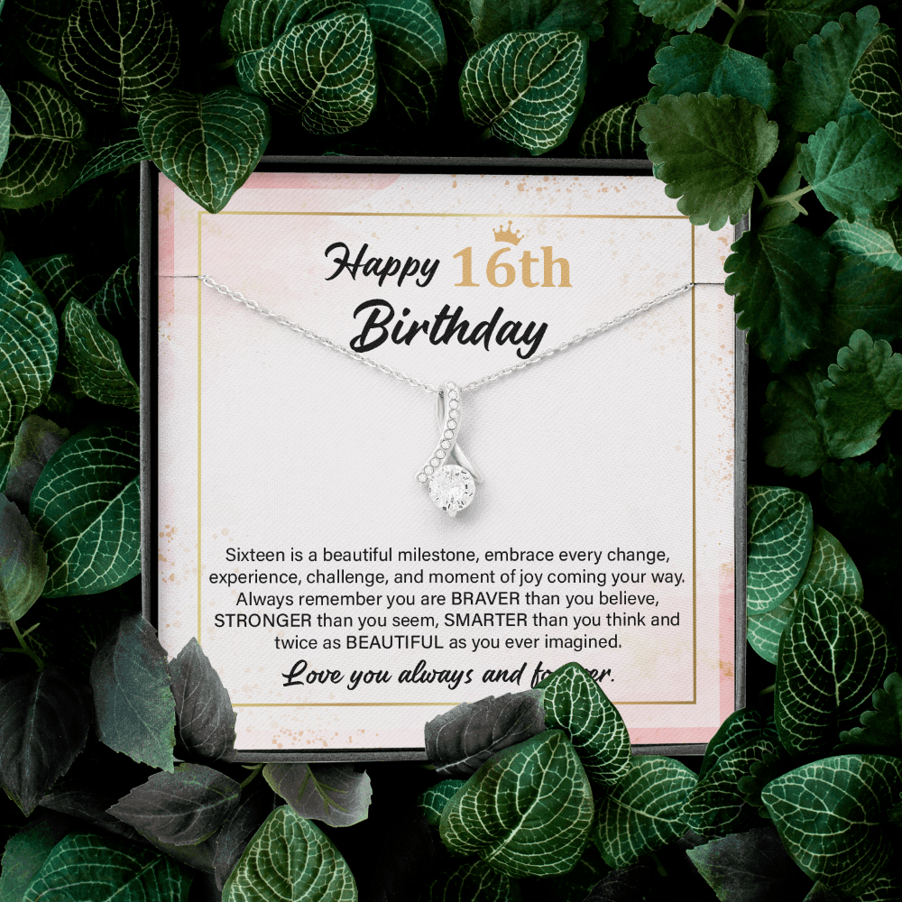 16th Birthday Necklace Gift with Meaningful Message