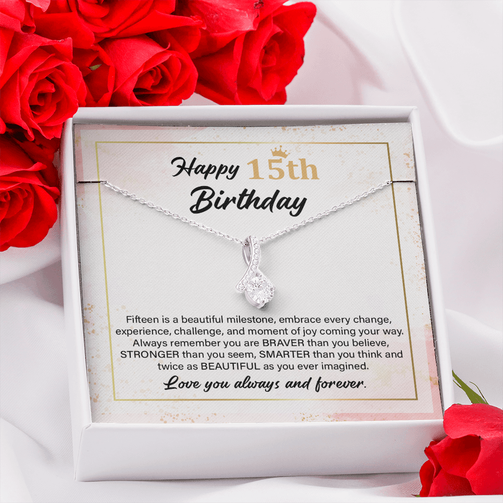 15th Birthday Necklace Gift with Inspirational Card
