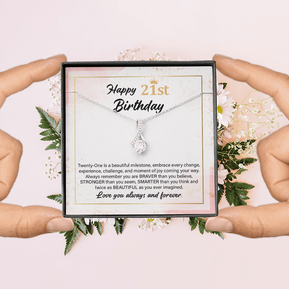 21st Birthday Necklace Gift with Heartfelt Message