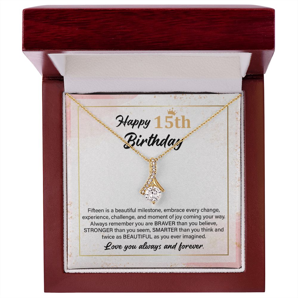 15th Birthday Necklace Gift with Inspirational Card