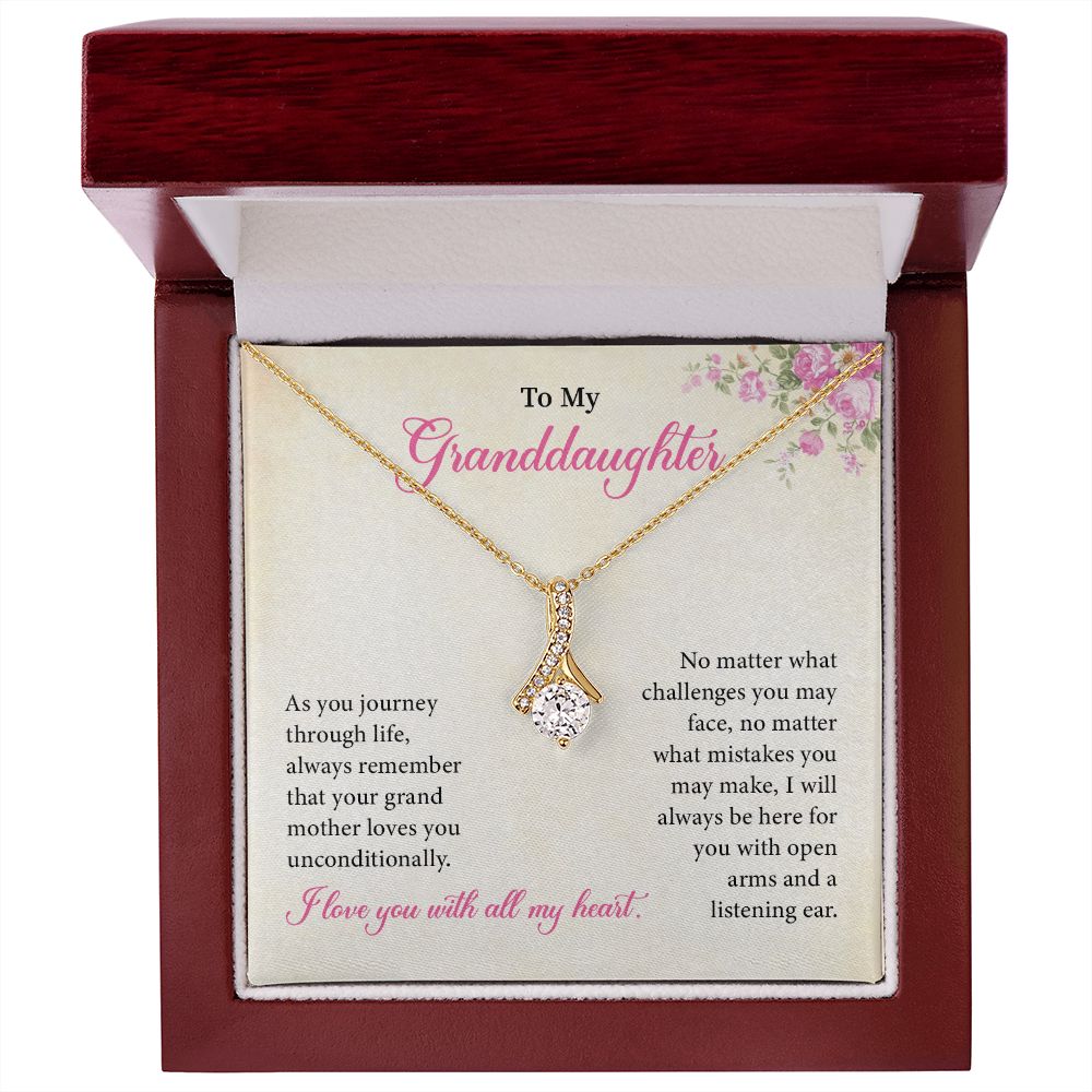 To My Granddaughter As Your Journey Through Life, Alluring Beauty Necklace For Women With Meaningful Message Card