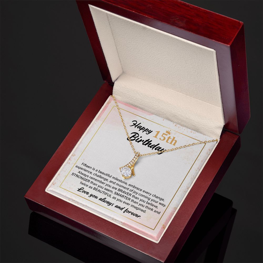 15th Birthday Necklace Gift with Inspirational Card